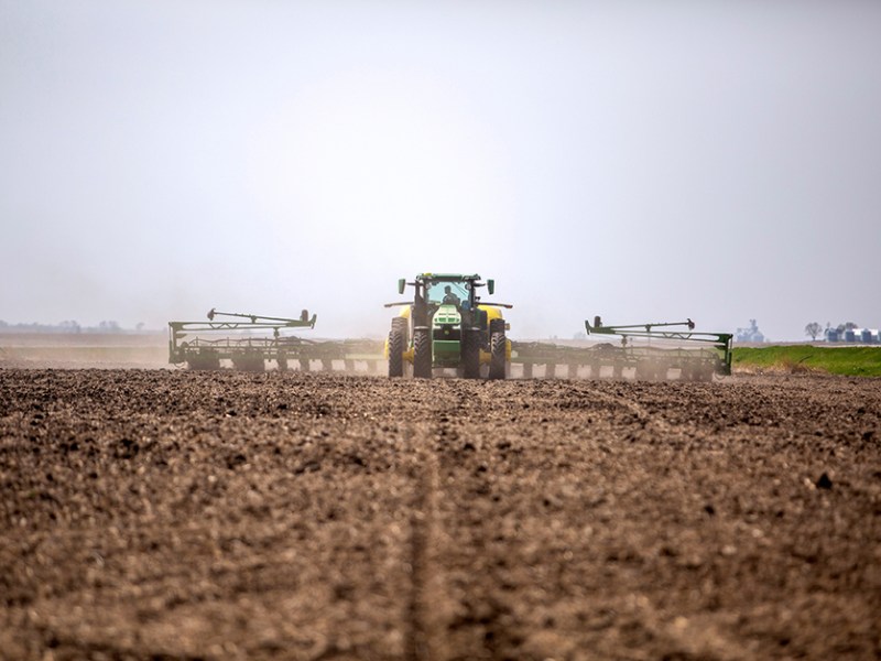 Tractor and planter shown during spring planting
