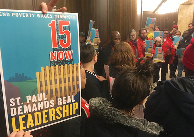 Supporters of a minimum wage increase