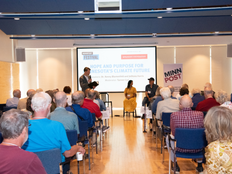 A discussion on finding hope and purpose for Minnesota’s climate future featuring Dr. Kenny Blumenfeld, senior climatologist at the Minnesota DNR, and Jothsna Harris, founder of Change Narrative LLC.