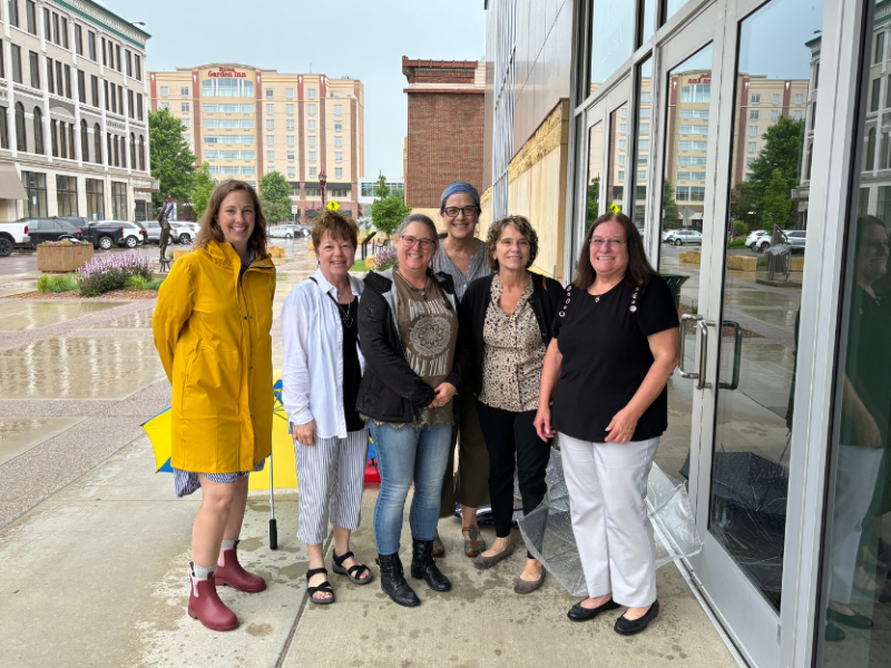 Maren Levad, Trellis Dementia Friendly Initiatives program manager, far left, on a Dementia Friendly sculpture walk in Mankato with members of the Mankato and North Mankato ACT on Alzheimer’s Action Team.