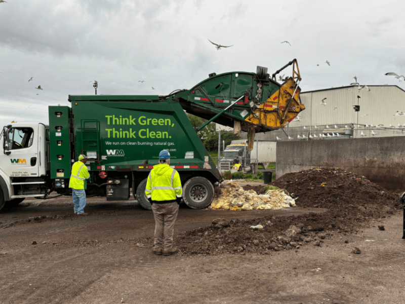 Food waste is dumped at the Western Lake Superior Sanitary District compost site in Duluth, Minn. Credit: Courtesy of Western Lake Superior Sanitary District