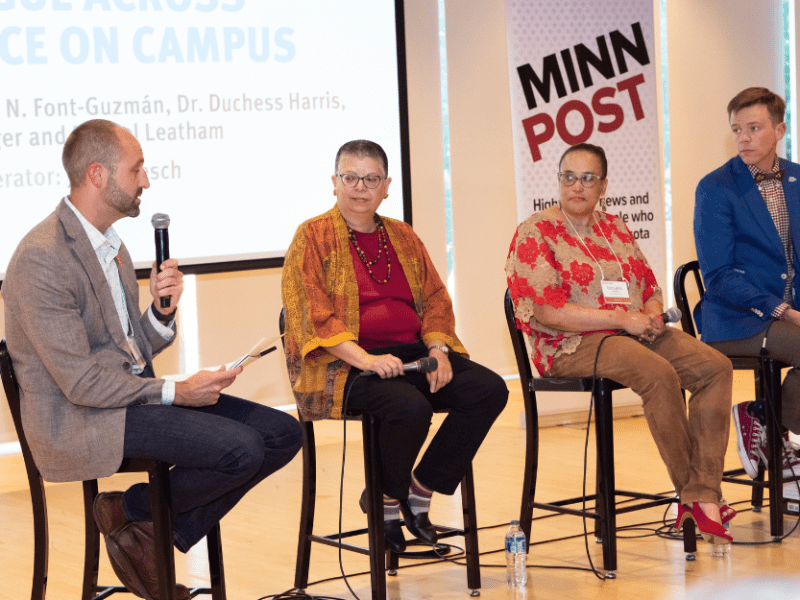 Dr. Jacqueline N. Font-Guzmán, Dr. Duchess Harris, Tane Danger, and Rachel Leatham in discussion at MinnPost Festival.