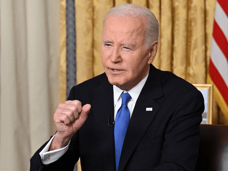 President Joe Biden delivering his farewell address to the nation from the Oval Office of the White House on Wednesday.