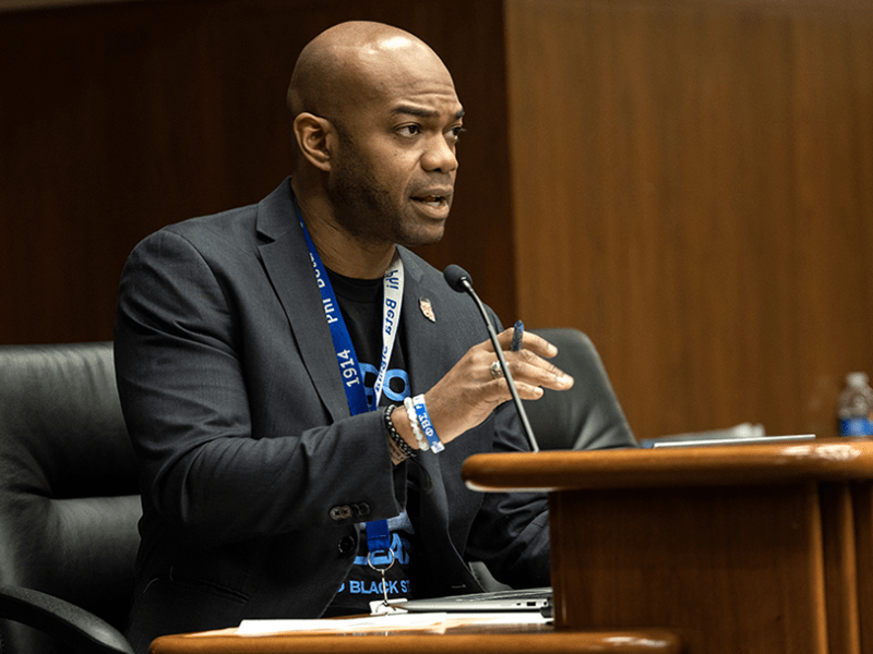 Less than a week ahead of the start of session, DFLers Rep. Cedrick Frazier, above, and Sen. Bonnie Westlin released legislation aimed at clarifying the law for school districts and law enforcement agencies.
