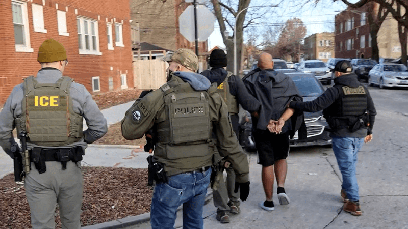 Immigration and Customs Enforcement agents conducting on Sunday in Chicago.