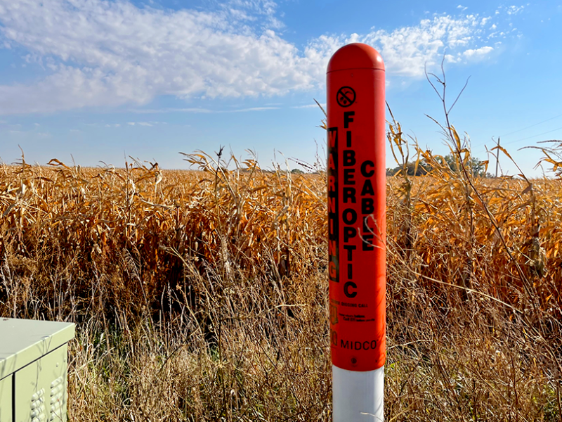 fiber optic cable near a cornfield