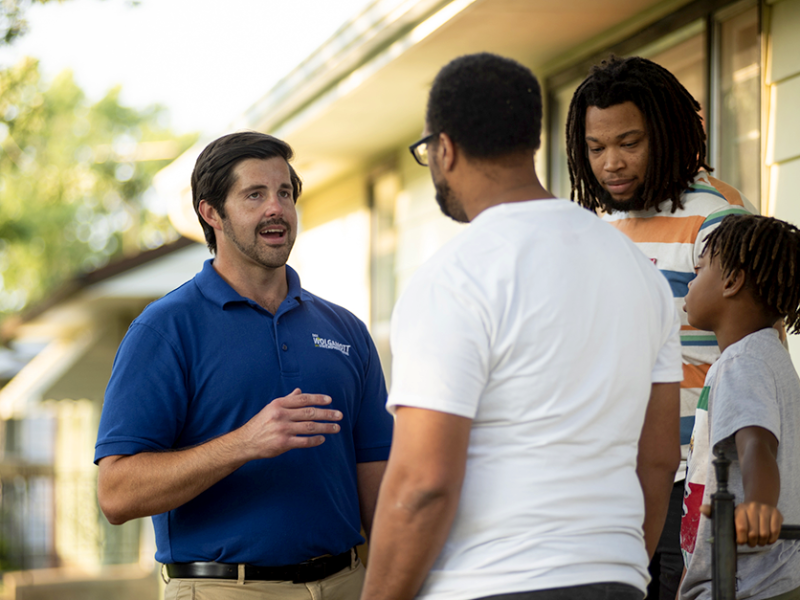State Rep. Dan Wolgamott door knocking in St. Cloud in September.