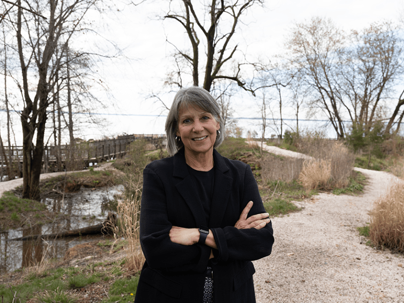 Denice Heller Wardrop, executive director of the Chesapeake Research Consortium, stands for a portrait on April 4, 2024, at the Havre De Grace Maritime Museum in Havre De Grace, Maryland.