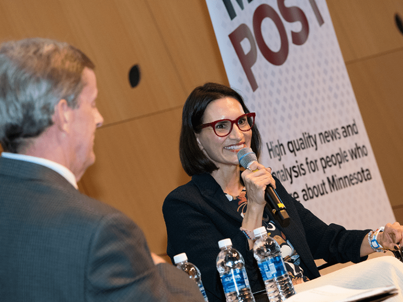 Lt. Gov. Peggy Flanagan speaking during the MinnPost Festival on Sept. 28.