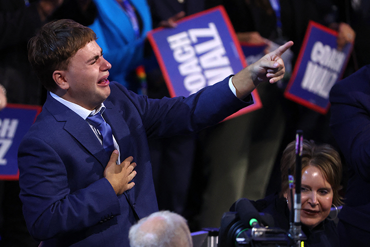 Gus, the son of Tim and Gwen Walz, reacting to Gov. Walz’s speech on Wednesday night.