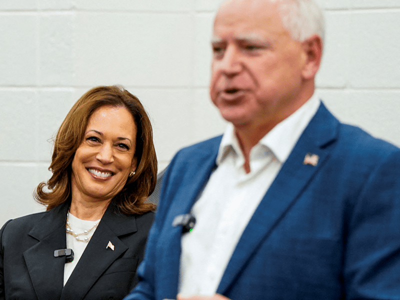 Vice President Kamala Harris and Gov. Tim Walz visiting Liberty County High School in Hinesville, Georgia, on August 28.
