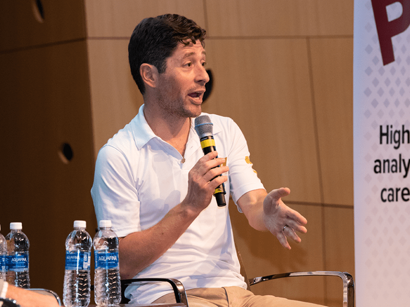 Mayor Jacob Frey being interviewed at the MinnPost Festival on Saturday.
