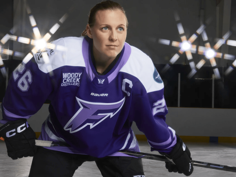 Minnesota Frost forward Kendall Coyne Schofield wearing the team’s new uniform.