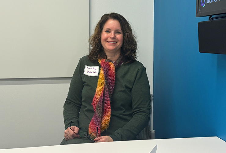 Marcia Hagen photographed in one of the huddle rooms.