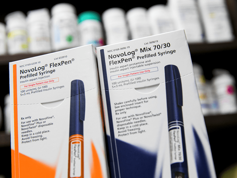 Packages of NovoLog insulin injectors