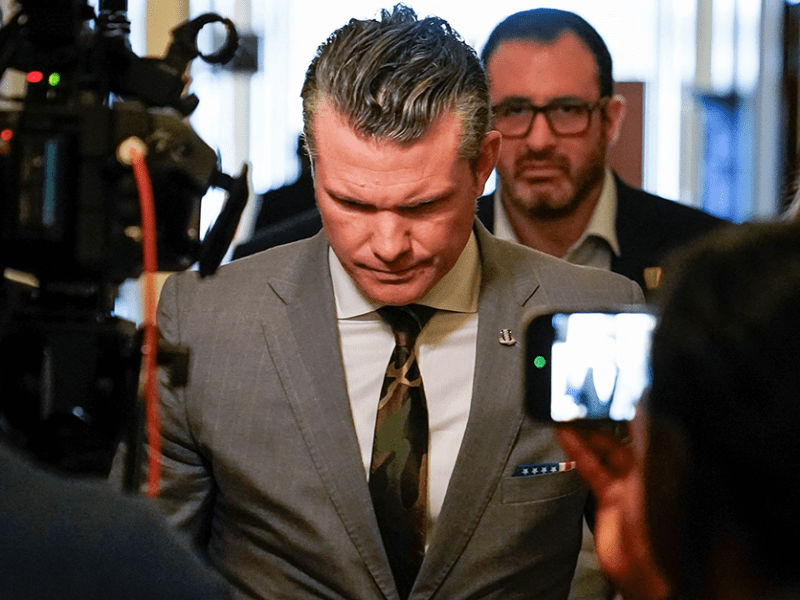 U.S. President-elect Donald Trump's nominee for Defense Secretary Pete Hegseth walking through the U.S. Capitol on Thursday.