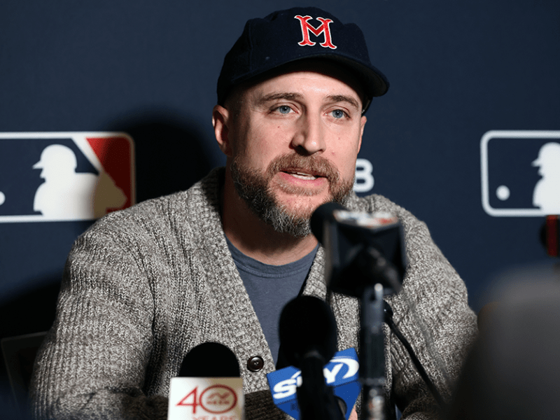 Minnesota Twins manager Rocco Baldelli speaking with the media during the 2024 MLB Winter Meetings last December.