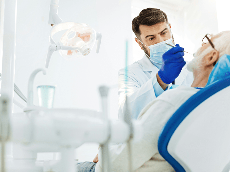 Senior in a dentist chair