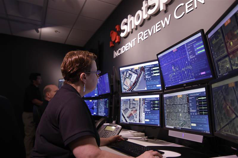 Workers review ShotSpotter alerts at an Incident Review Center in California.
