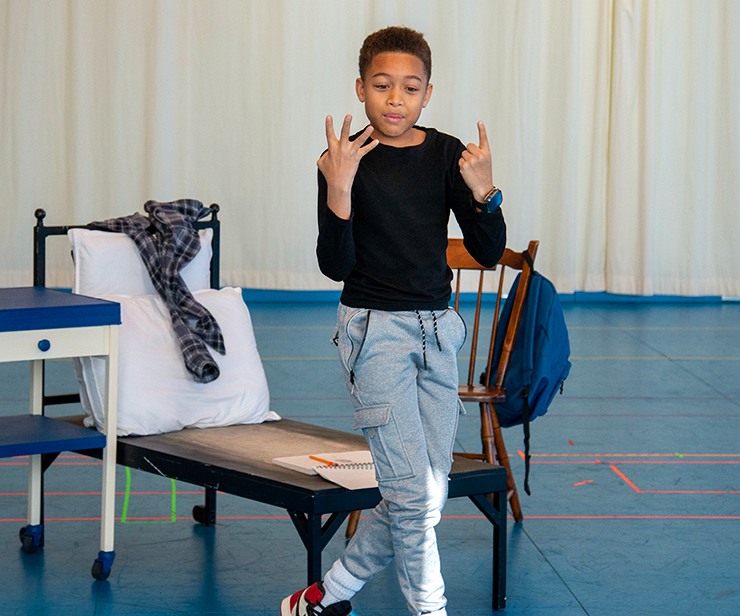 Toussaint Francois Battiste in rehearsal for “Milo Imagines the World” at Children's Theatre Company.