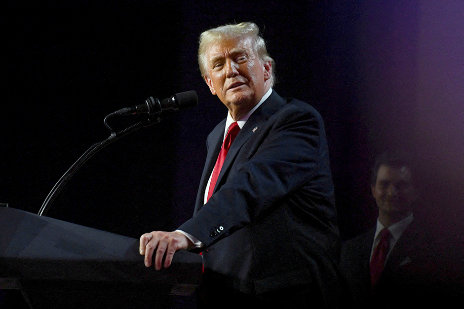 Donald Trump speaking to supporters at the Palm Beach County Convention Center, in West Palm Beach, Florida, on Nov. 6.