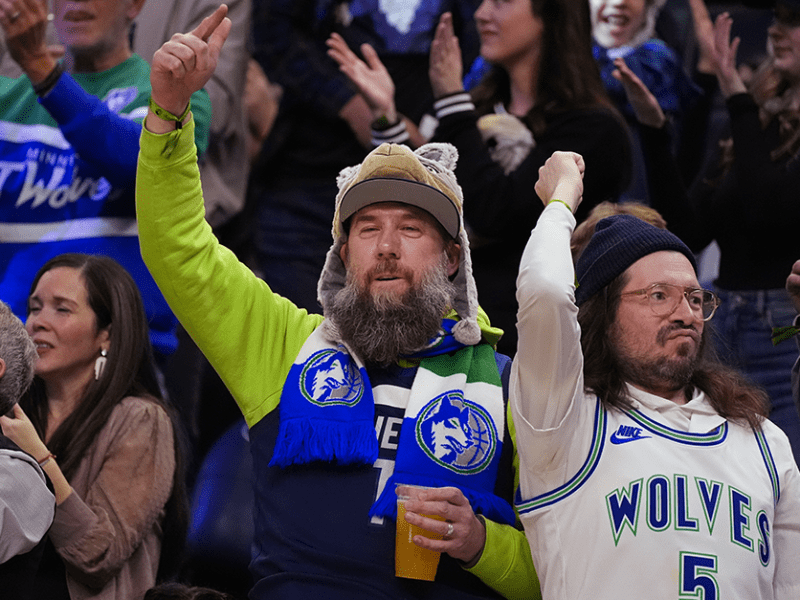 Timberwolves fans cheered on their team as they played the Washington Wizards in the fourth quarter at Target Center on Saturday.