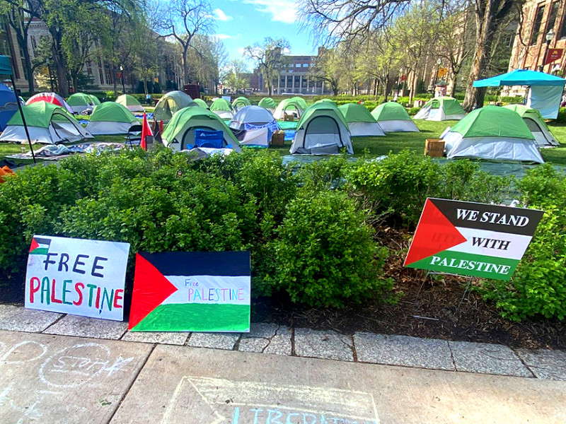 The protest encampment at Northrop Mall on the Twin Cities campus of the University of Minnesota on April 30.