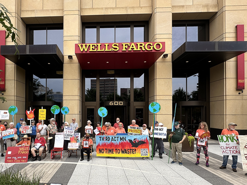 The action on Wednesday was part of a larger national campaign called the Summer of Heat, described as a series of sustained, nonviolent civil disobedience movements targeting CitiBank, Wells Fargo, Bank of America and JP Morgan Chase – four of the five largest investors in the fossil fuel industry.