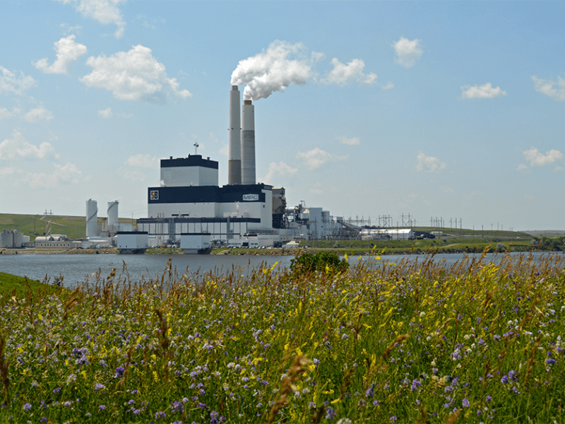 A view of the coal-fired Milton R. Young Power Plant, the planned site for Project Tundra, near Beulah, North Dakota.